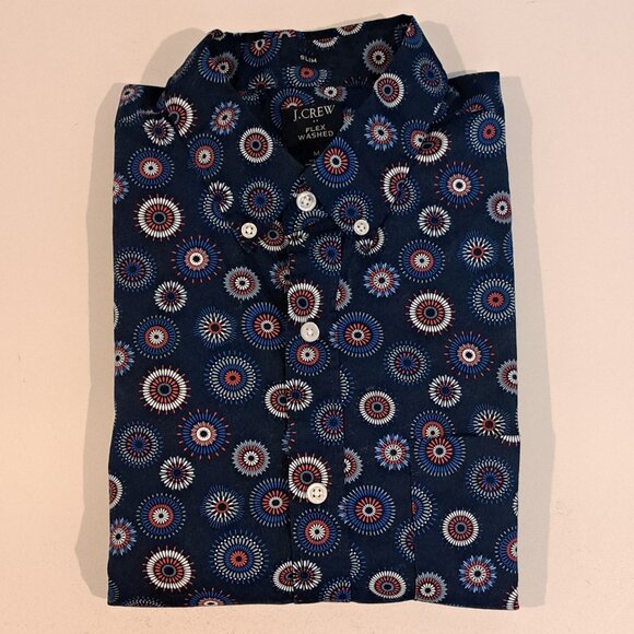 J. Crew Men's Medium Flex Washed Slim Fit Short Sleeve Shirt Style #BG955 - Picture 7 of 13